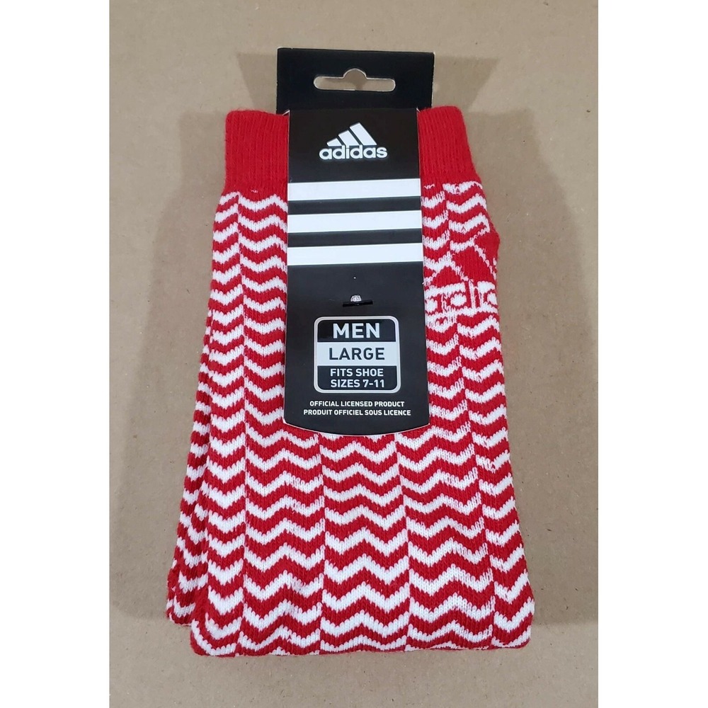 Adidas Men's Large (7-11) Wisconsin Badgers NCAA Red/White Stocking Socks‎ NEW